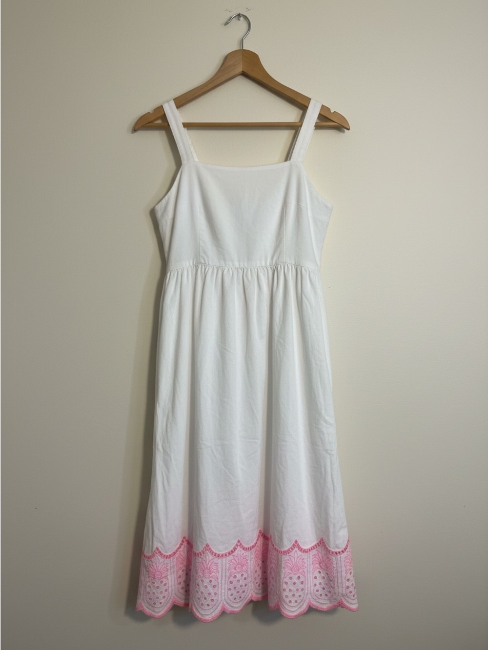 Youth White Sundress with Pink Pineapple Hem